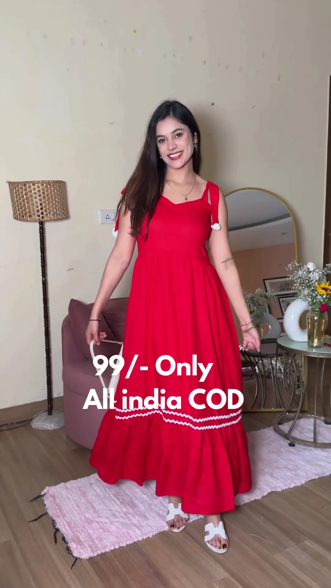 Womens Red Sleeveless Maxi Dress