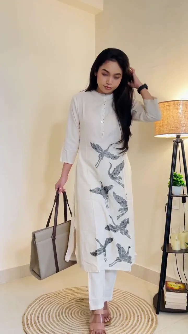Blue Cotton Printed Kurti