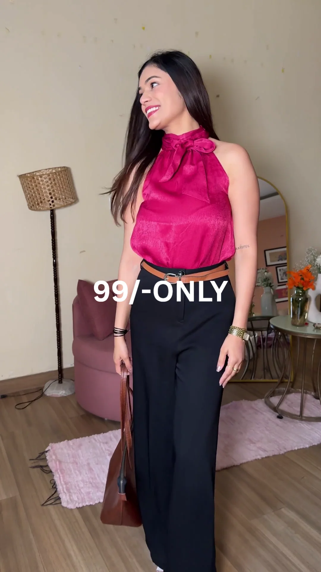 Womens Satin Halter Neck Top