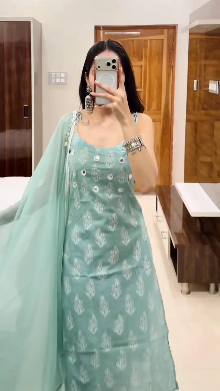 Mint Green Printed Kurta Set