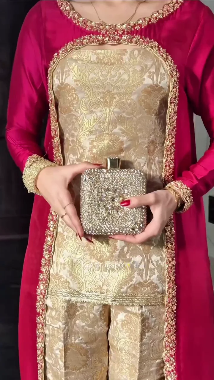 Magenta  Gold Designer Kurta Set