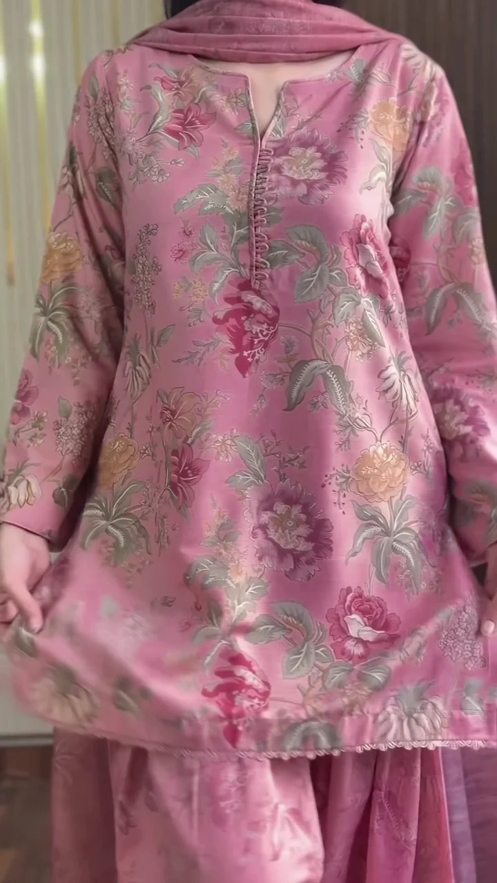 Floral Pink Printed Kurta Palazzo Set