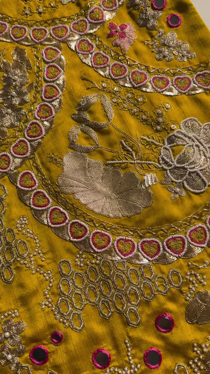 Mustard Yellow Embroidered Kurta Set