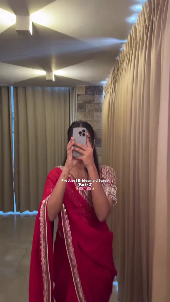 Designer Red Embellished Saree