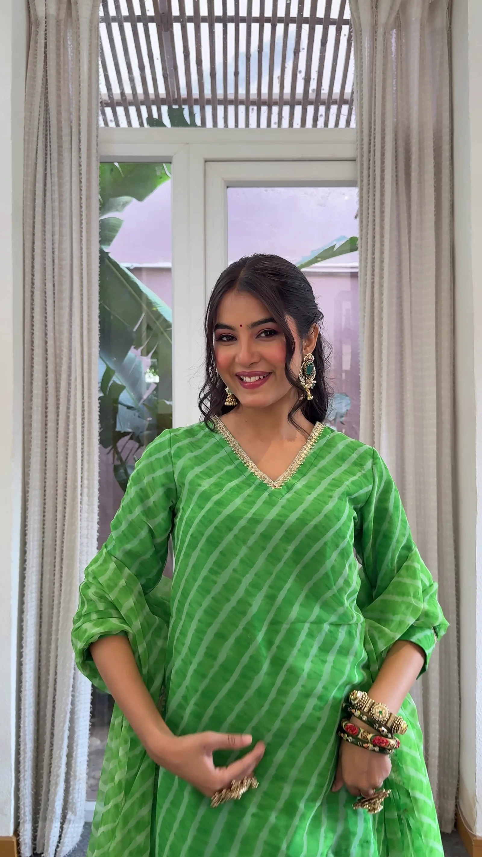 Green Printed Kurta Set