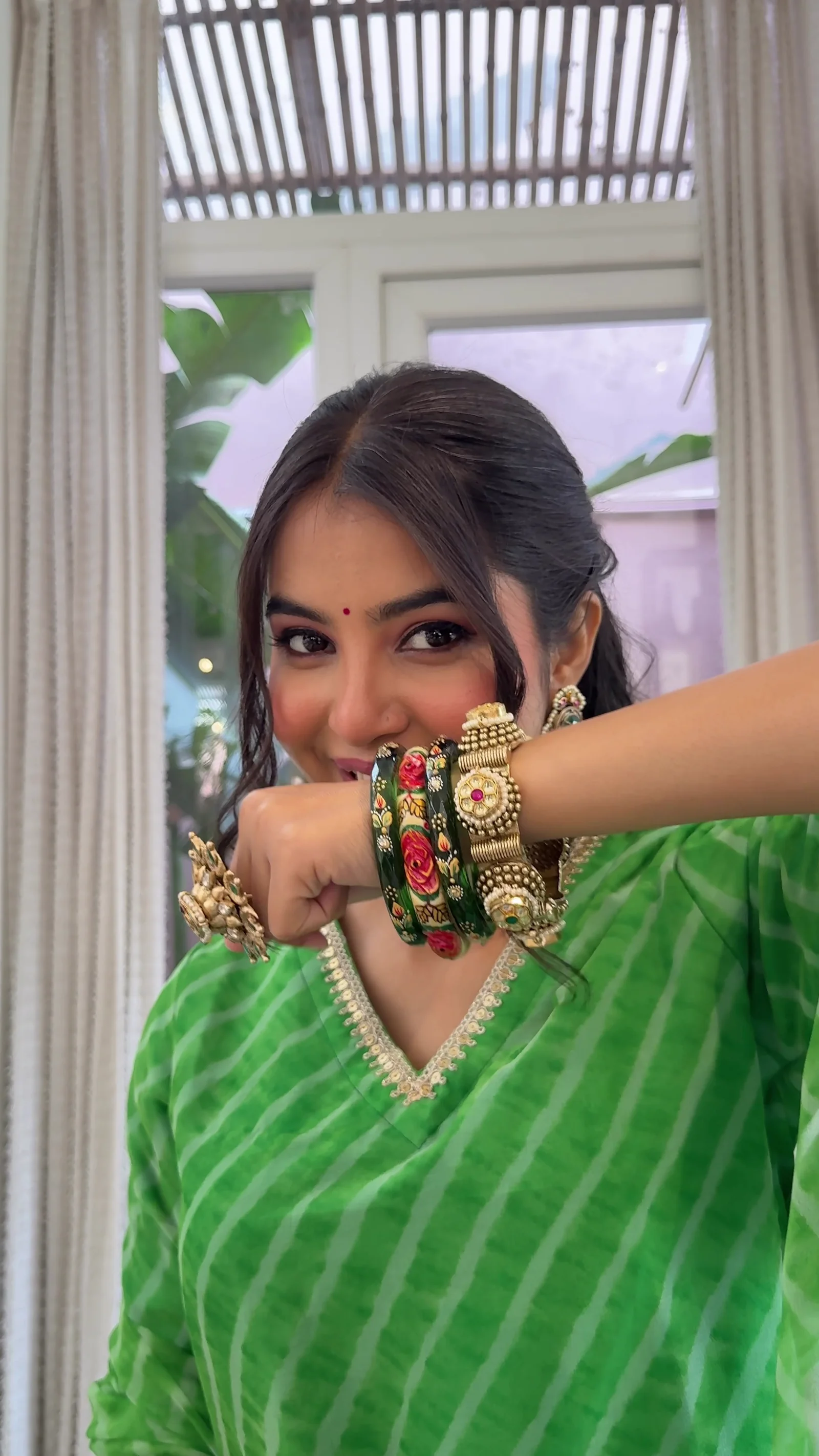 Green Printed Kurta Set