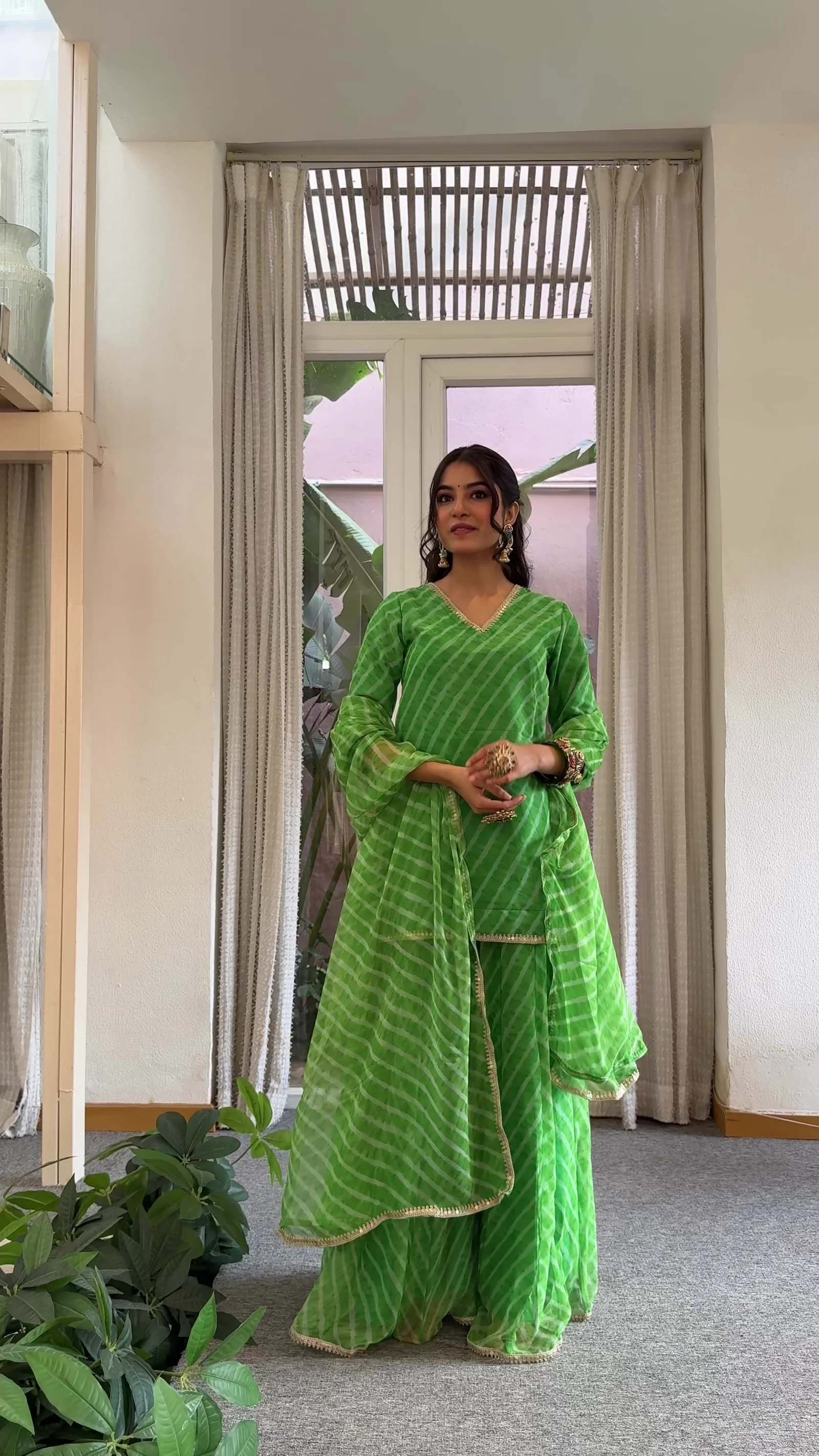 Green Printed Kurta Set