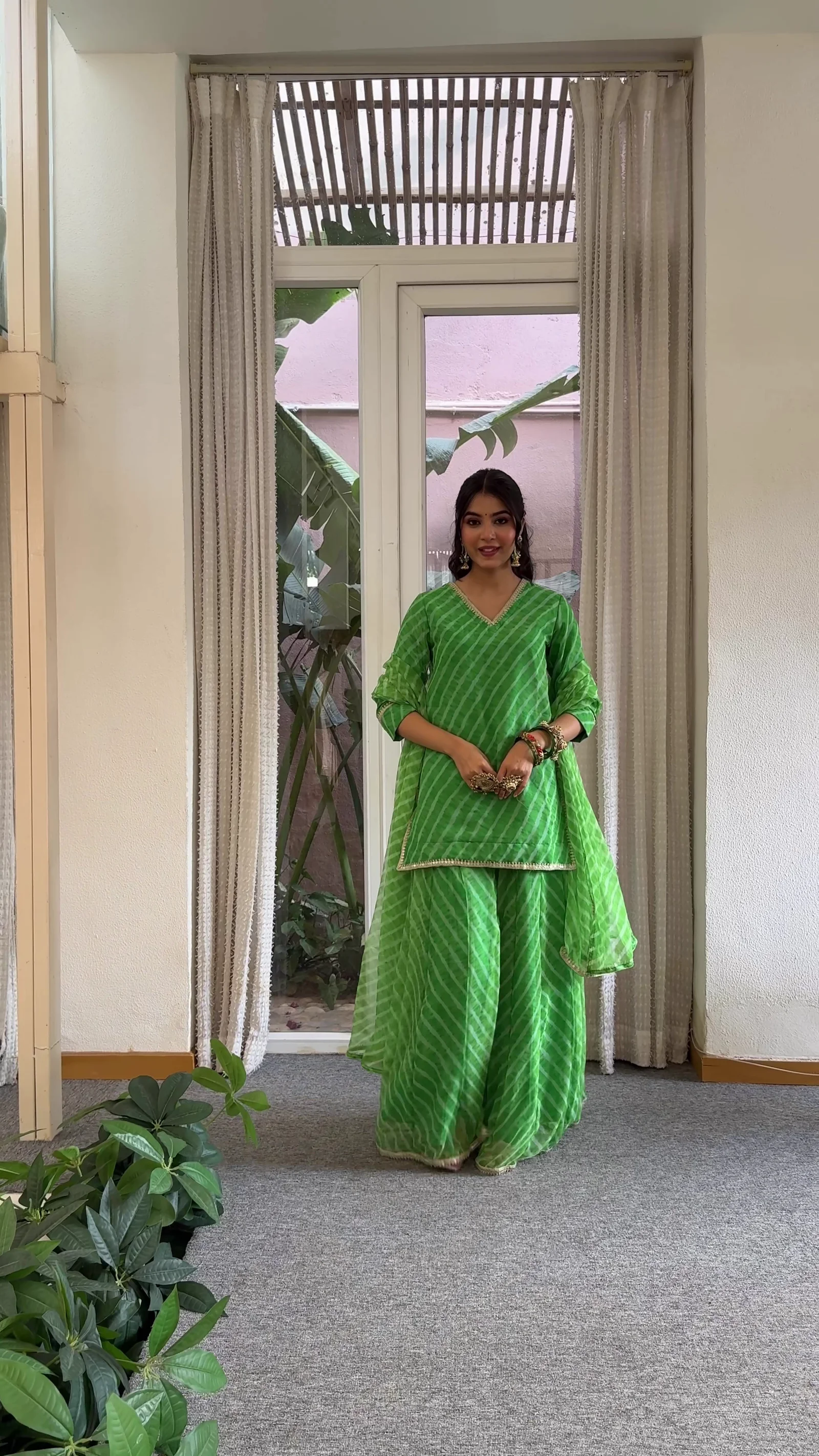 Green Printed Kurta Set