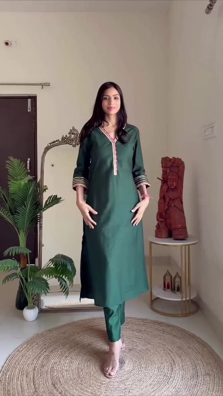 Dark Green Straight Kurta Set