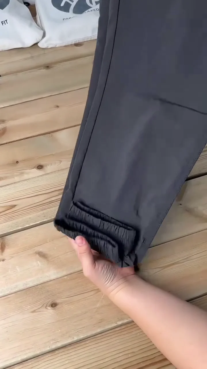 Men’s Black Elastic Waist Smart Casual Stretch Trousers