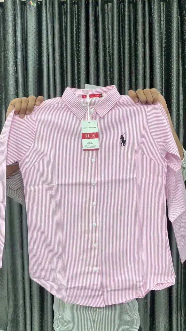 Striped Cotton Spread Collar Shirt