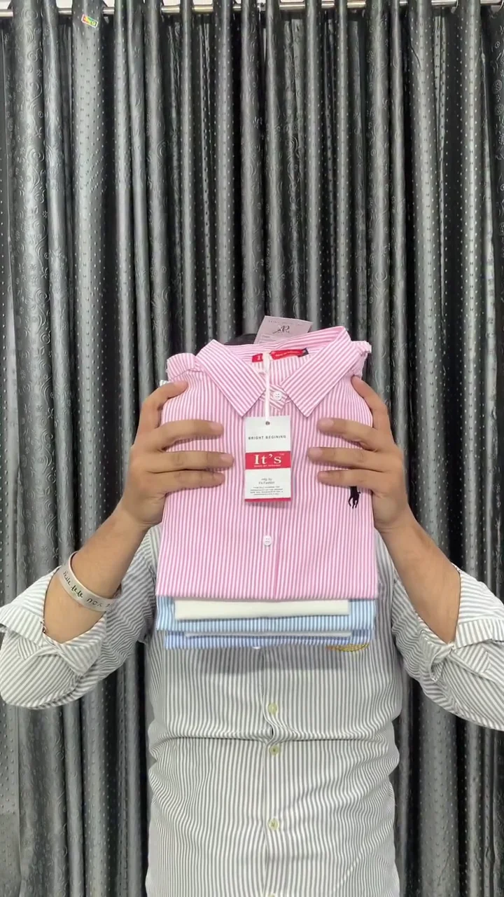 Striped Cotton Spread Collar Shirt