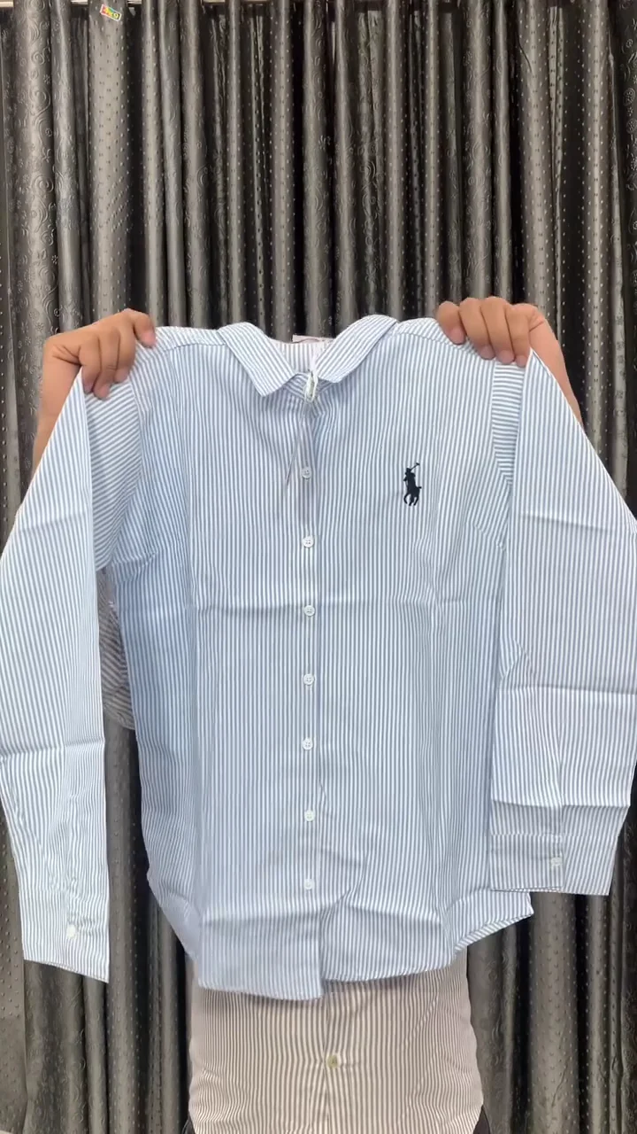 Striped Cotton Spread Collar Shirt