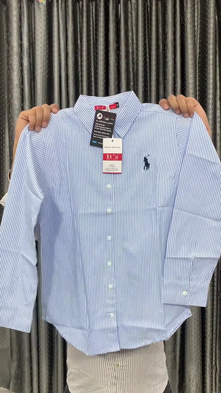 Striped Cotton Spread Collar Shirt