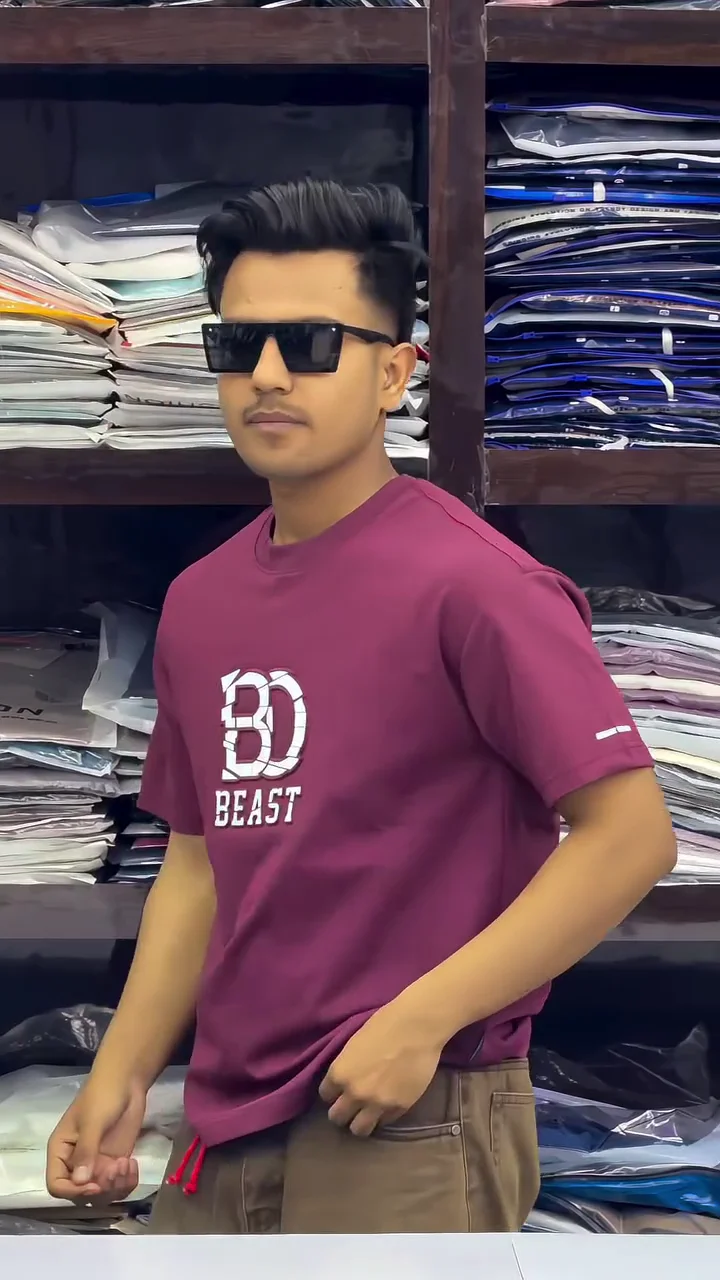 Beast Mode Red Round Neck Cotton Half Sleeved Men’s T-Shirt with Printed Graphics