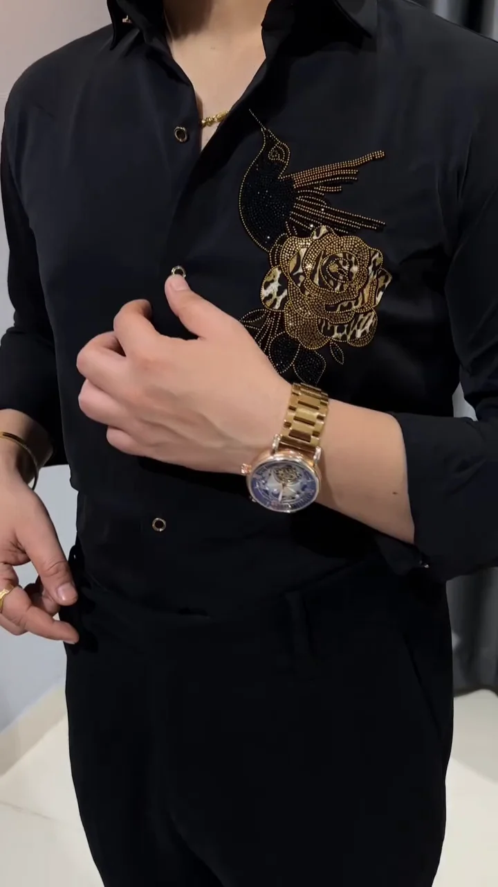 Self Design Pure Cotton Opaque Party Shirt